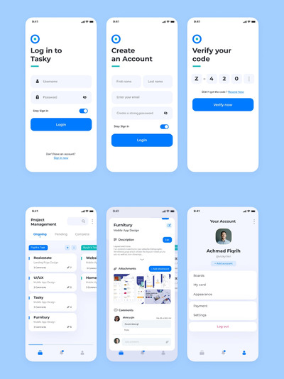 Tasky - 任务管理应用程序模板(FIG,XD,PSD)