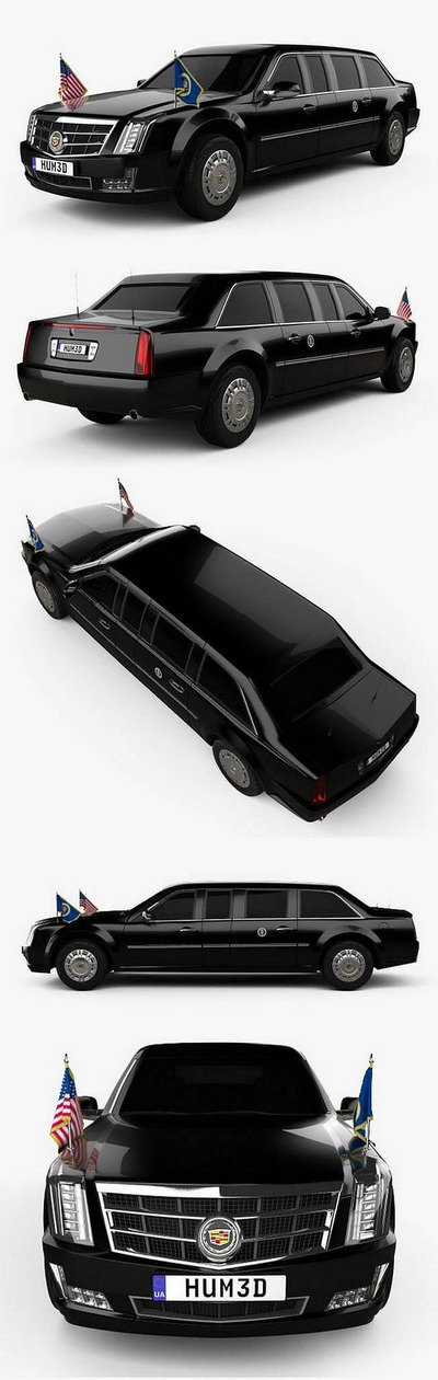 凯迪拉克美国总统专用加长轿车汽车3D模型下载（FBX,OBJ,MAX,C4D）