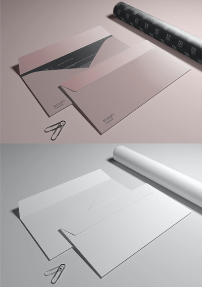 两个信封和纸管模型 (PSD)