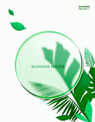 绿植圆形玻璃元素夏季海报设计模板 (psd)