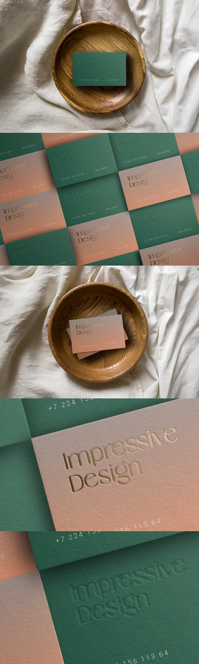 木制盘子上的名片展示样机 (PSD)