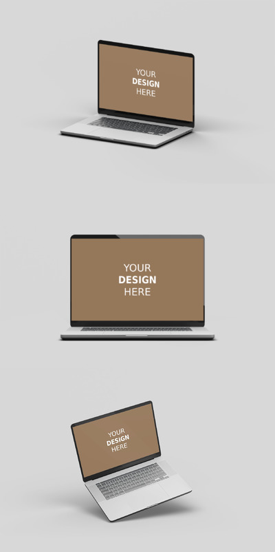 3D Macbook笔记本电脑样机 (PSD)