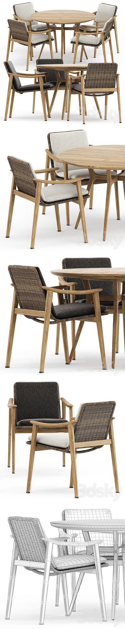 户外风格的餐桌椅套装3D模型下载（FBX,OBJ,MAX）