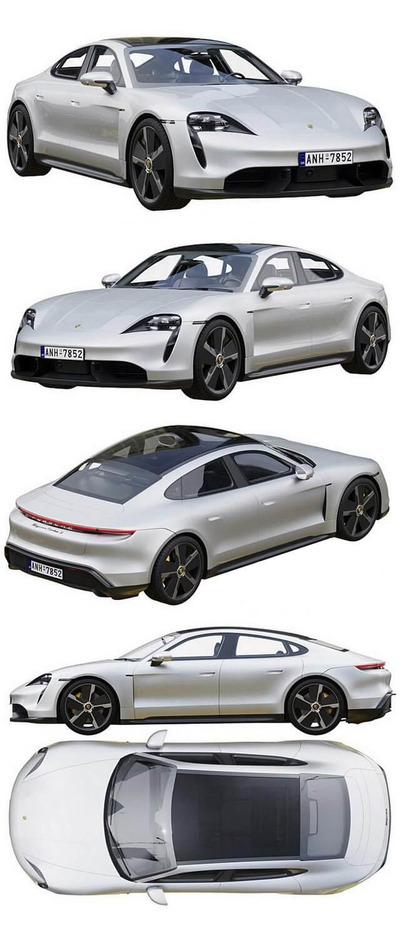 保时捷 Taycan Turbo S 跑车汽车3D模型下载（FBX,OBJ,MAX,C4D）