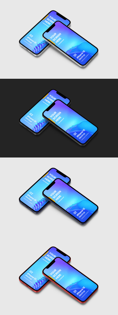 高端iPhone 12手机展示样机 (PSD)