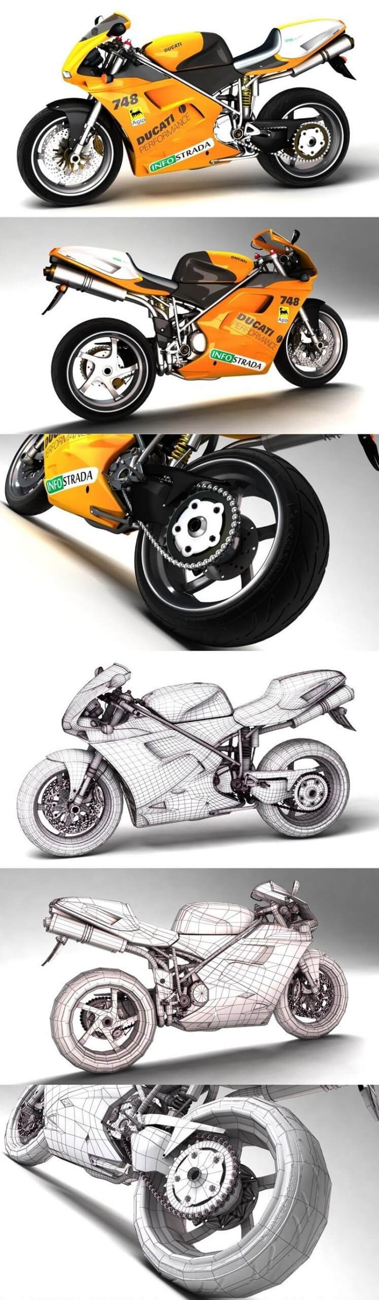 杜卡迪Ducati 748摩托车赛车3D模型下载（FBX,OBJ,MAX,C4D）