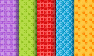 鲜艳色彩不同风格的无缝图案矢量背景[eps]