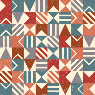 Grunge粗糙风格几何背景&无缝图案素材[eps]