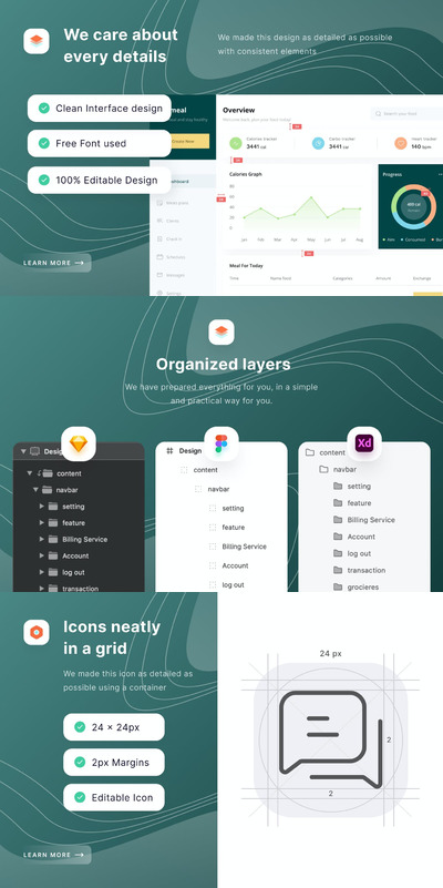 膳食计划指示板网页模板(FIG,SKETCH,XD)