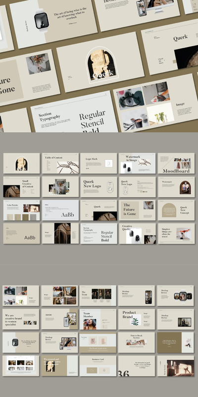 优雅时尚高端清新简约多用途的品牌powerpoint幻灯片演示模板（pptx）