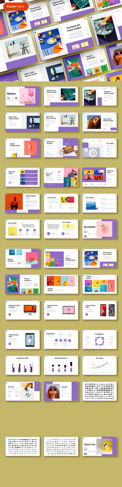 时尚高端清新优雅多用途的高品质马卡龙配色商业商务powerpoint幻灯片演示模板（pptx）