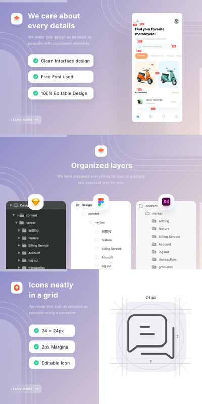 车辆租赁移动应用程序模板(FIG,SKETCH,XD)