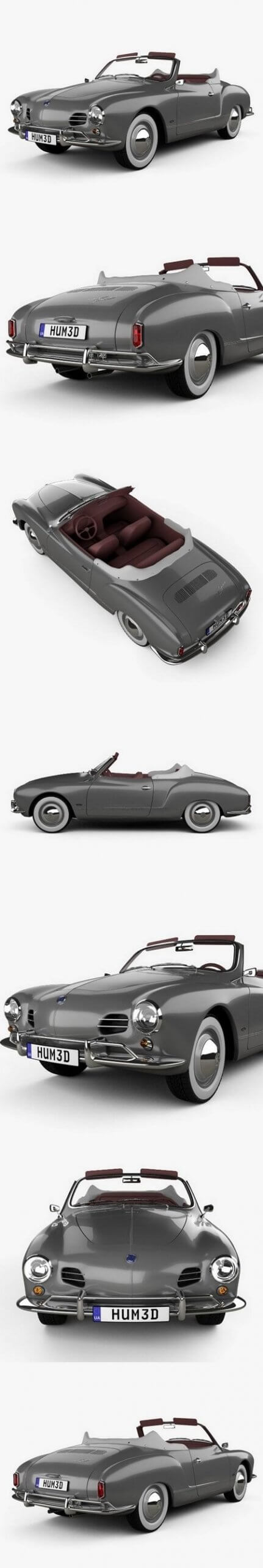 大众 Karmann Ghia convertible 1958 老爷车汽车敞篷车3D模型下载（FBX,MAX,OBJ,C4D）