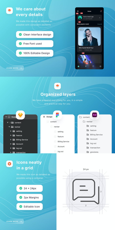 事件移动应用程序模板(FIG,SKETCH,XD)
