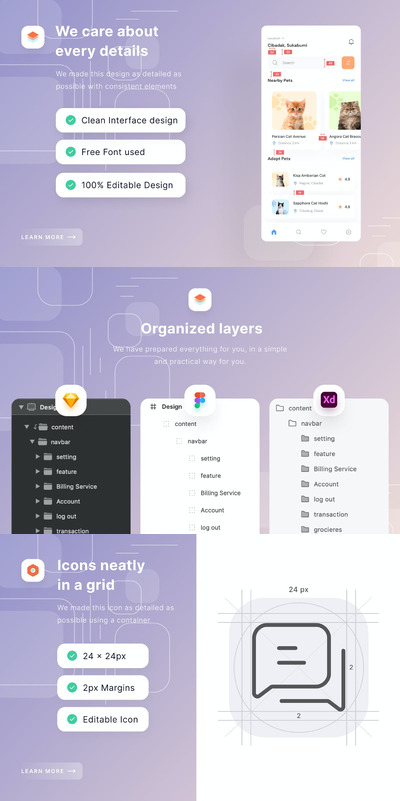 宠物领养手机App模板 (FIG,SKETCH,XD)