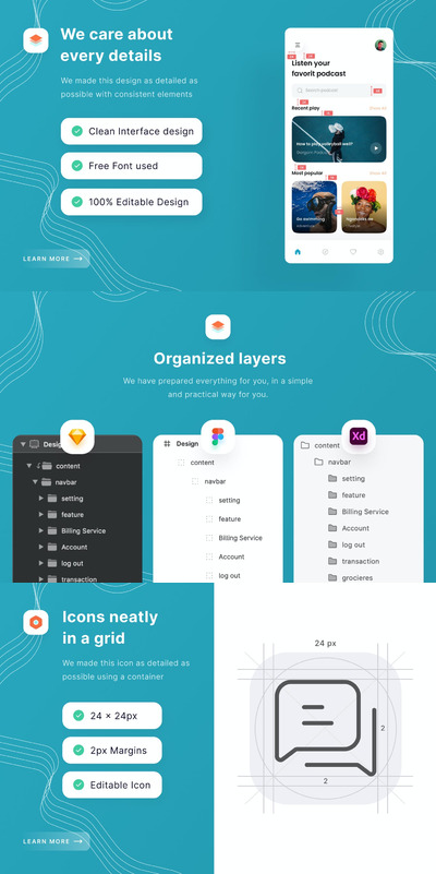 手机博客应用程序模板(FIG,SKETCH,XD)