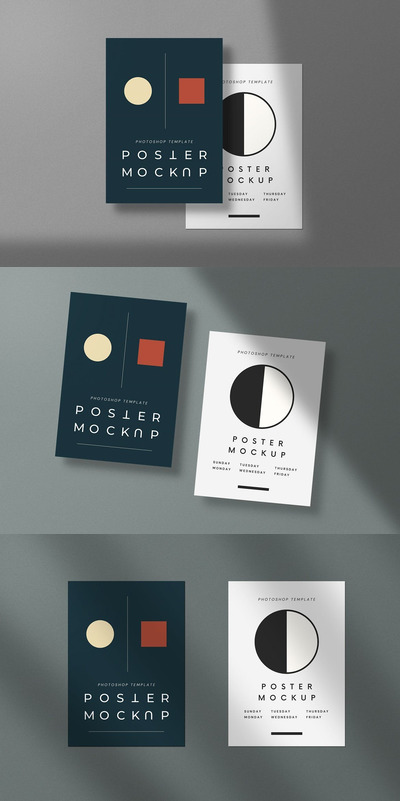 极简主义墙体海报样机 (PSD)