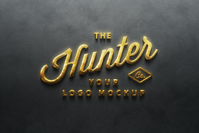 金色签字logo样机 (PSD)