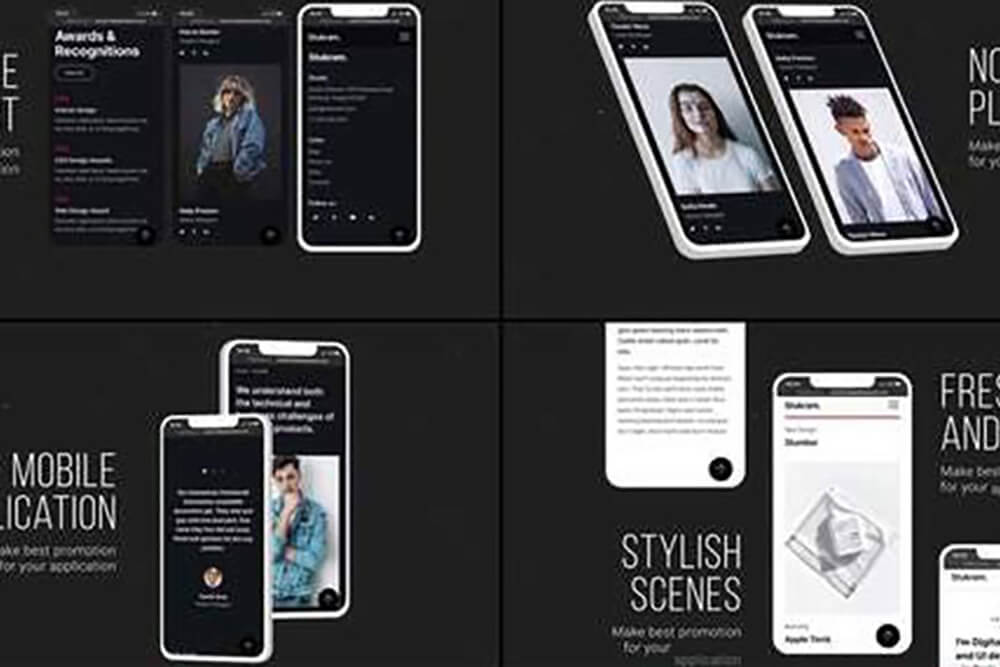 暗黑背景移动App应用推广演示介绍视频AE模板[aep]
