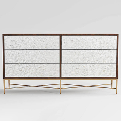 带抽象纹理的宽抽屉柜3D模型（OBJ,FBX,MAX）