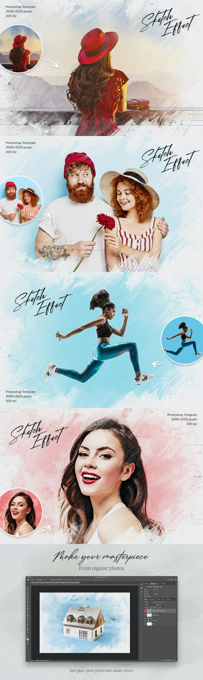 草图绘画效果- Photoshop模板