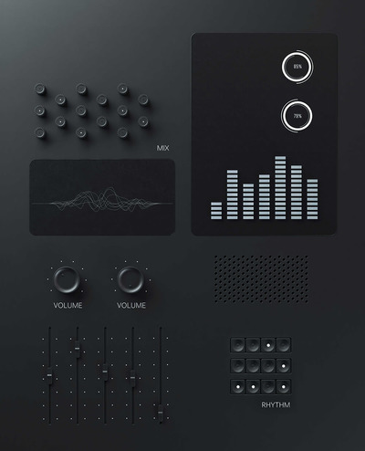 音乐仪表板按钮暗黑背景图素材 (jpg)