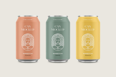 彩色汽水罐展示模型 (PSD)