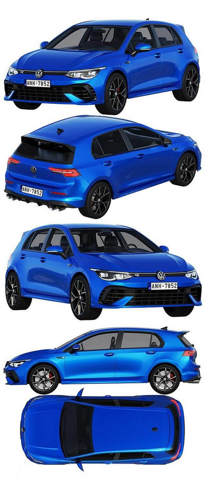 大众 Golf 8 R 2022 汽车3D模型下载（C4D,FBX,OBJ,MAX）