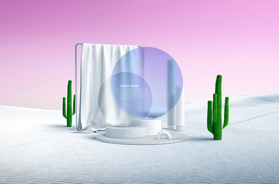 创意沙漠场景未来愿景海报设计模板 (psd)