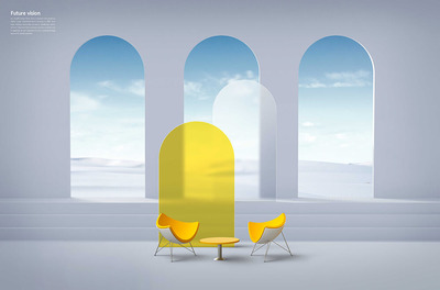 白色沙漠极简场景海报设计模板 (psd)