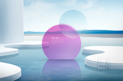 白色泳池风景创意海报设计模板 (psd)