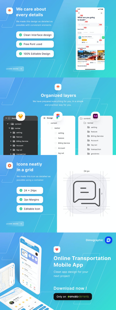 在线交通旅行相关APP UI (FIG,SKETCH,XD)