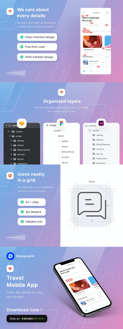 旅行相关APP UI (FIG,SKETCH,XD)