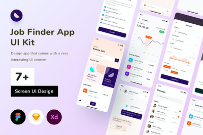 求职与人才 App UI Kit -  (FIG,XD,SKETCH)