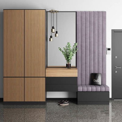 玄关一体式储物柜镜子和沙发椅3D模型（OBJ,FBX,MAX）