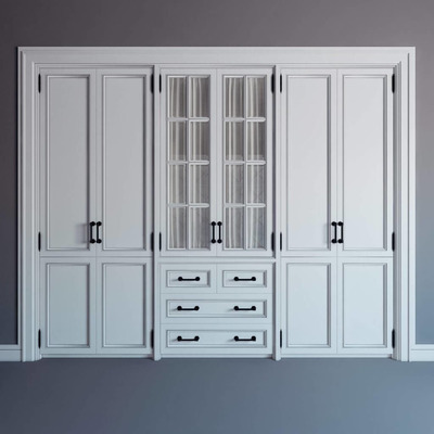 白色嵌入式衣柜3D模型（OBJ,FBX,MAX）