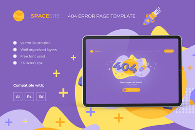 创意404错误页面模板 (AI,JPG,PSD,XD)