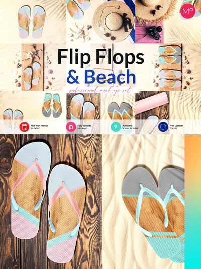 人字拖/拖鞋设计样机模板 (psd)