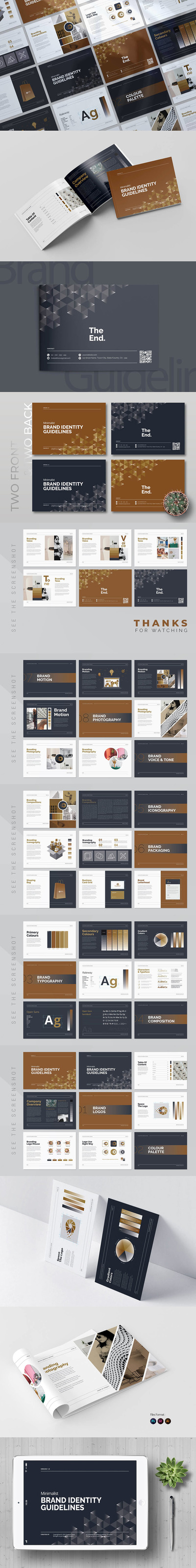 极简设计品牌指南手册模板 (psd,ai,indd)