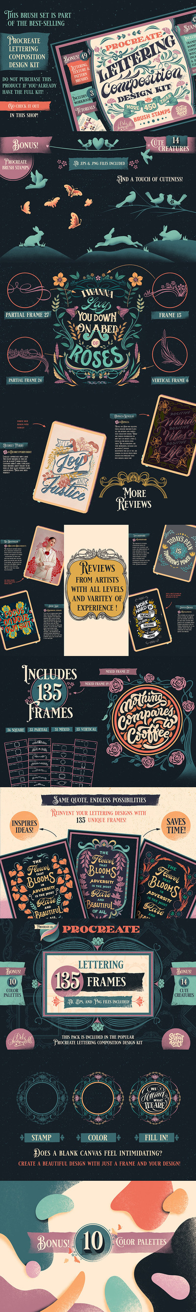 手绘装饰框架Procreate笔刷素材 (brushset,ai,eps)