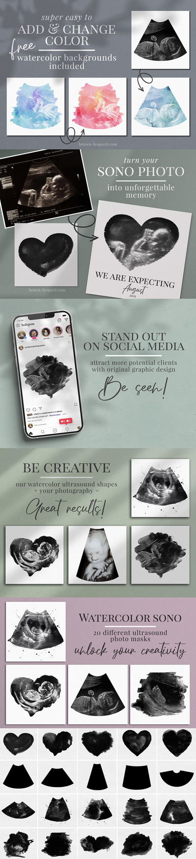 水彩超声波形状照片蒙版叠层素材 (rtfd,png,jpg)