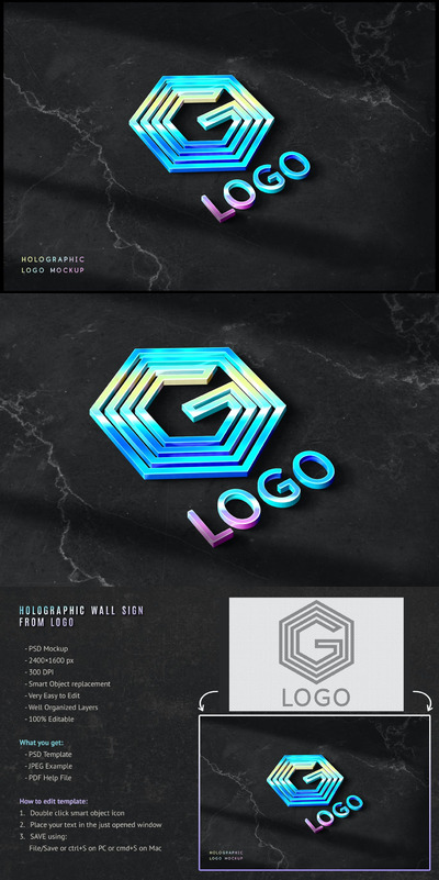 全息标识logo产品模型(PSD,PDF)