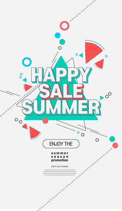 简约线条设计夏季销售宣传海报模板 (psd)