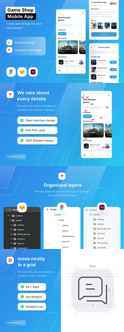 游戏商店手机应用程序(FIG,SKETCH,XD)