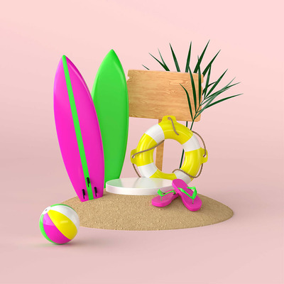 夏季沙滩元素背景图素材 (jpg)