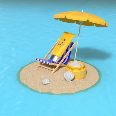 夏季沙滩防晒护肤品广告背景图素材 (jpg)