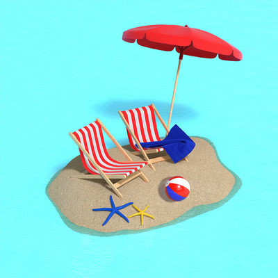 创意沙滩椅场景夏季背景图素材 (jpg)
