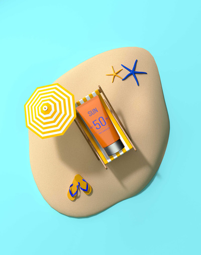 夏季元素防晒护肤品背景图素材 (jpg)