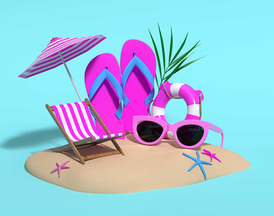 沙滩元素场景夏季背景图素材 (jpg)