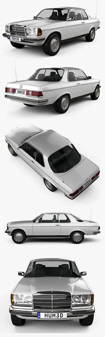 梅赛德斯奔驰 E-Class W123 coupe 1975 经典款汽车3D模型下载（C4D,FBX,OBJ,MAX）